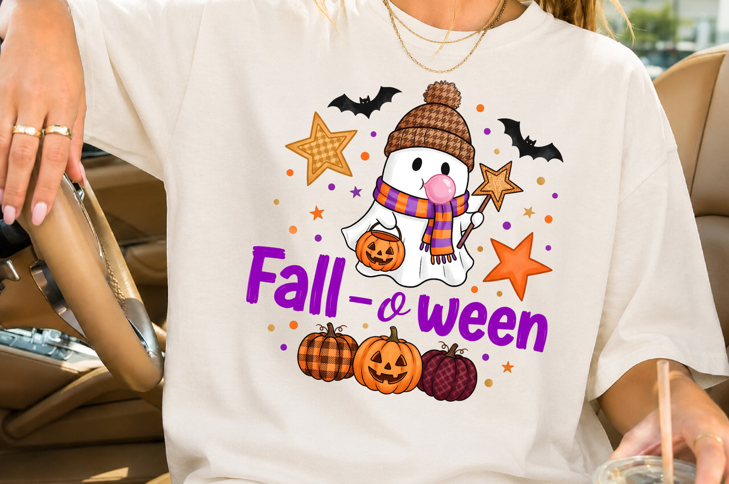 Fall Cute Ghost PNG Fall Queen Spooky Season Halloween Sublimation Design