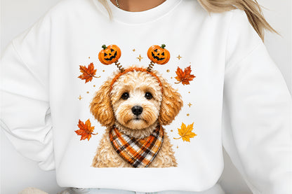 Fall Dog Pumpkin PNG Cute Halloween Dog Autumn Sublimation