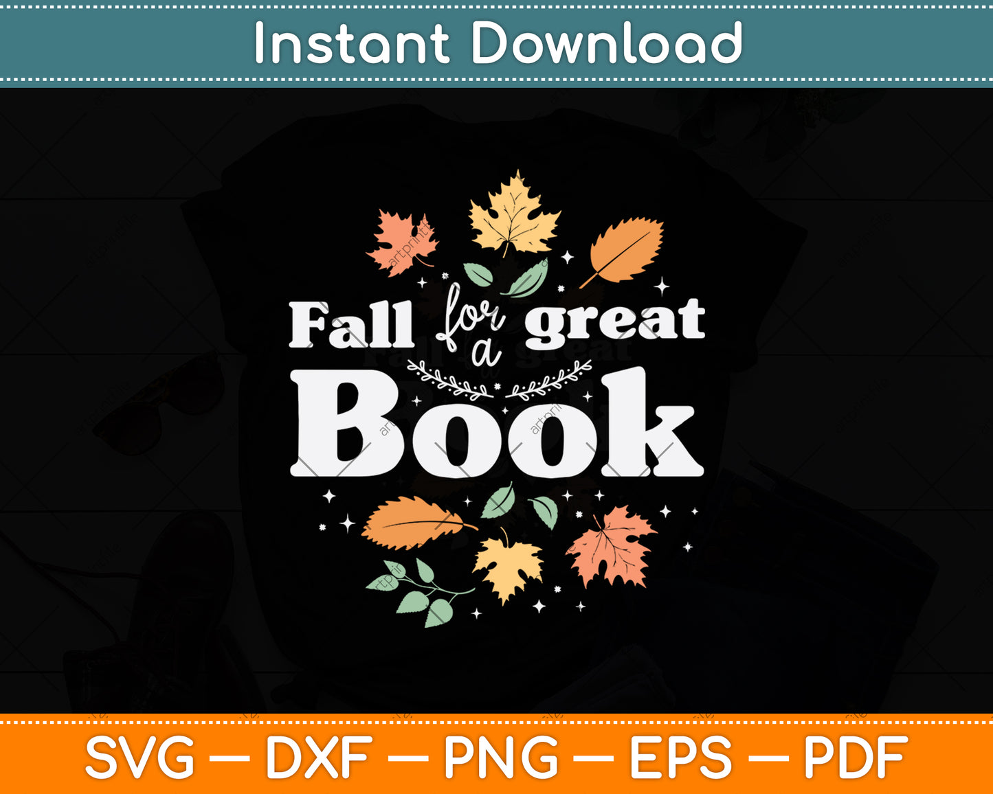 Fall For A Great Book Reading Librarian Autumn Teacher Svg Digital Cutting File