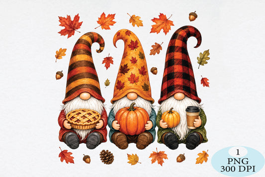 Fall Gnomes Pumpkin Harvest PNG