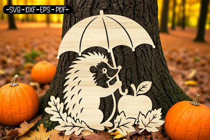 Fall Hedgehog Umbrella SVG | Autumn Hedgehog Laser Cut File