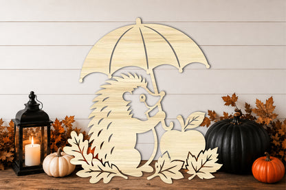 Fall Hedgehog Umbrella SVG | Autumn Hedgehog Laser Cut File