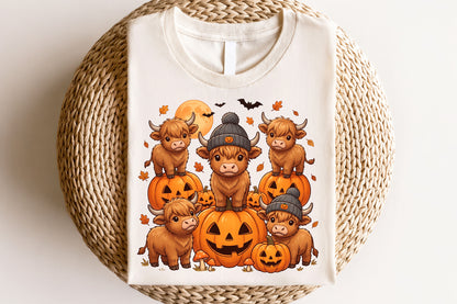 Fall Highland Cow Halloween PNG