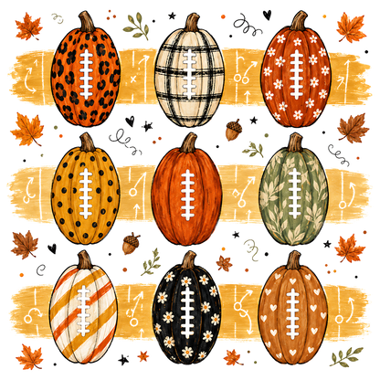 Fall Football Pumpkins PNG Bundle