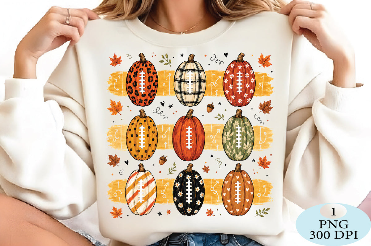 Fall Football Pumpkins PNG Bundle