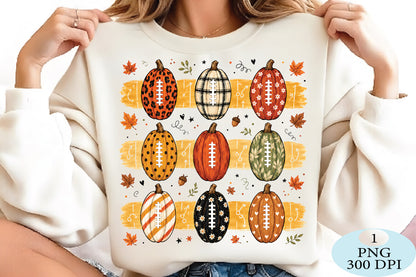 Fall Football Pumpkins PNG Bundle