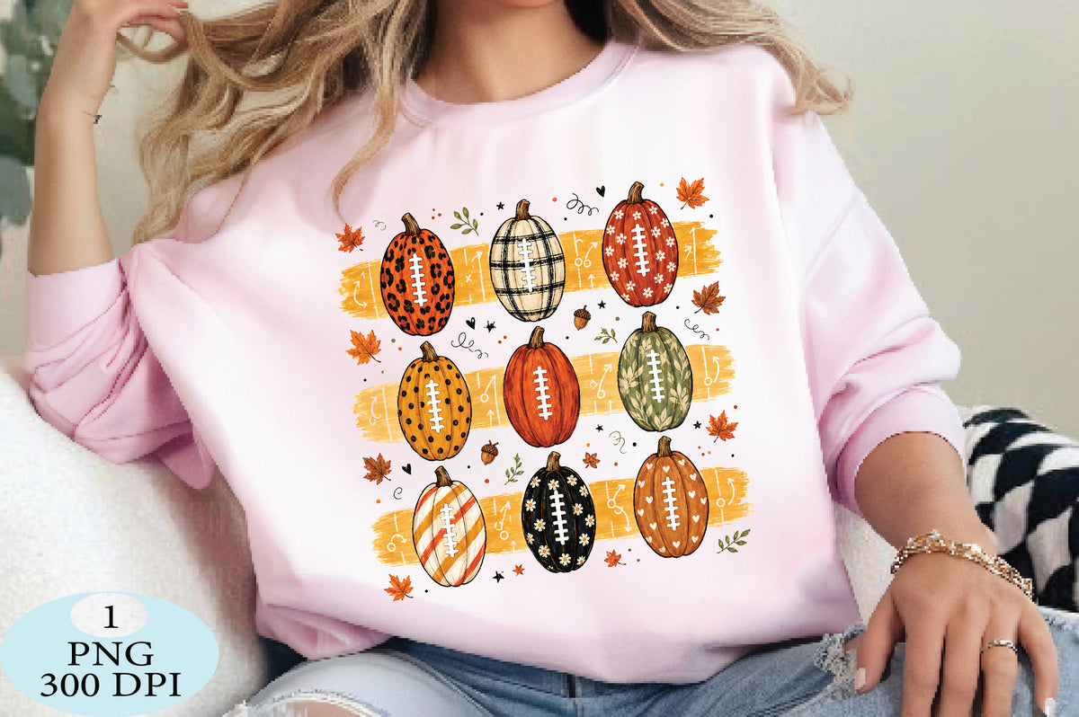 Fall Football Pumpkins PNG Bundle