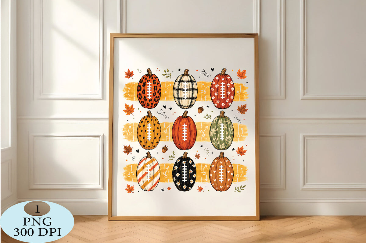 Fall Football Pumpkins PNG Bundle