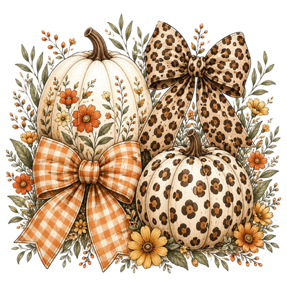 Fall Pumpkin Coquette Floral PNG