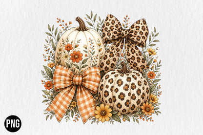 Fall Pumpkin Coquette Floral PNG