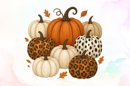 Leopard Print Pumpkin Fall Halloween PNG