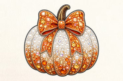 Fall Pumpkin with Bow Bling PNG