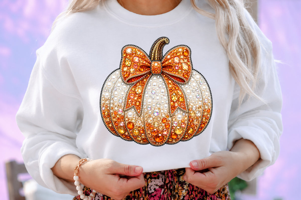 Fall Pumpkin with Bow Bling PNG