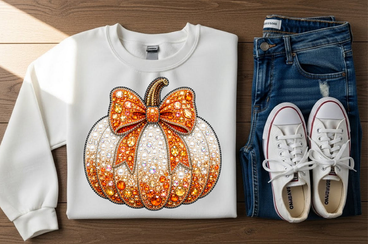 Fall Pumpkin with Bow Bling PNG