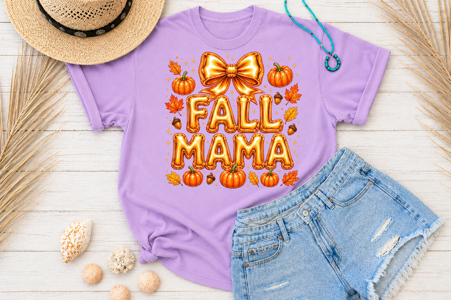 Fall Sublimation PNG Golden Bow Cozy Vibes Autumn Season Design