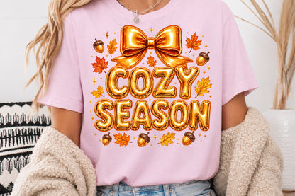 Fall Sublimation PNG Golden Bow Cozy Vibes Autumn Season Design