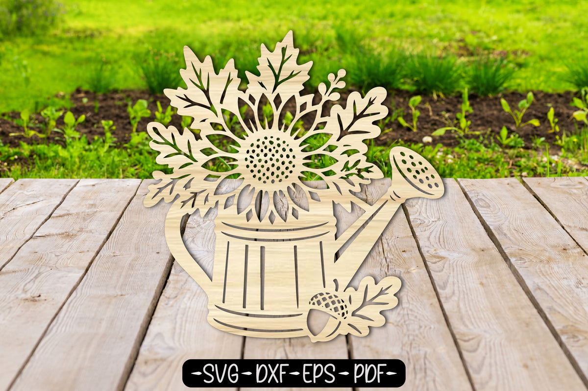 Fall Sunflower Watering Can Laser Cut SVG | Autumn Garden