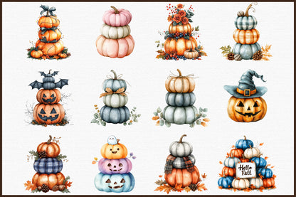 Fall Three Stacked Pumpkins Clipart 42 PNG