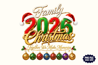 Family Christmas 2026 PNG  Elegant Holiday Family Sublimation