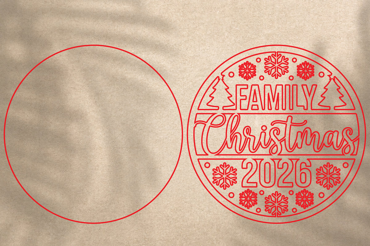 Family Christmas Ornament SVG Laser Cut | Christmas 2026 Family Ornament Design