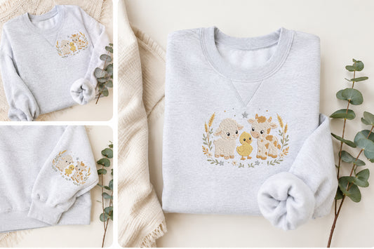 Farm Animal Embroidery Design – Cute Farm Animals Machine Embroidery Pattern, Farmhouse & Country Animal Embroidery Design