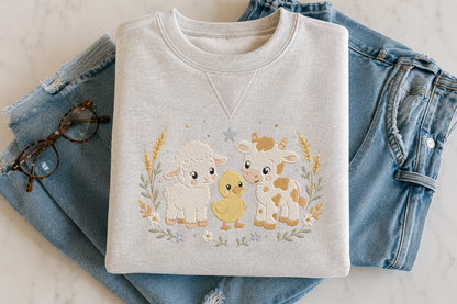 Farm Animal Embroidery Design – Cute Farm Animals Machine Embroidery Pattern, Farmhouse & Country Animal Embroidery Design