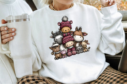 Cute Farm Animals Christmas Clipart PNG Bundle Commercial Use
