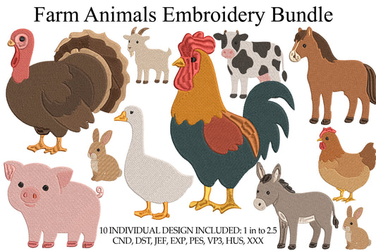 Farm Animals Embroidery Bundle