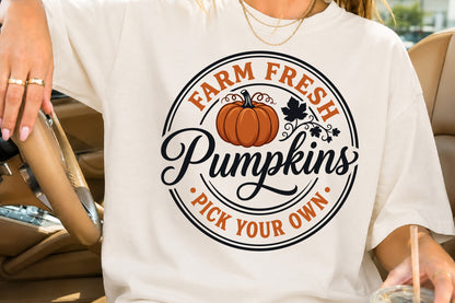 Farm Fresh Pumpkins PNG Fall Autumn Harvest Pumpkin Sublimation Design