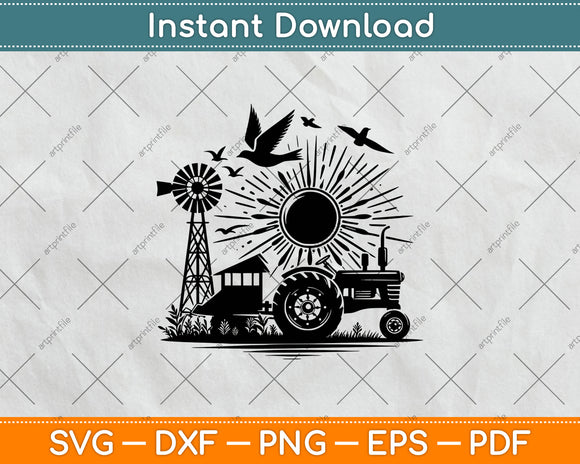 Farm Tractor Fathers Day Svg Digital Cutting File