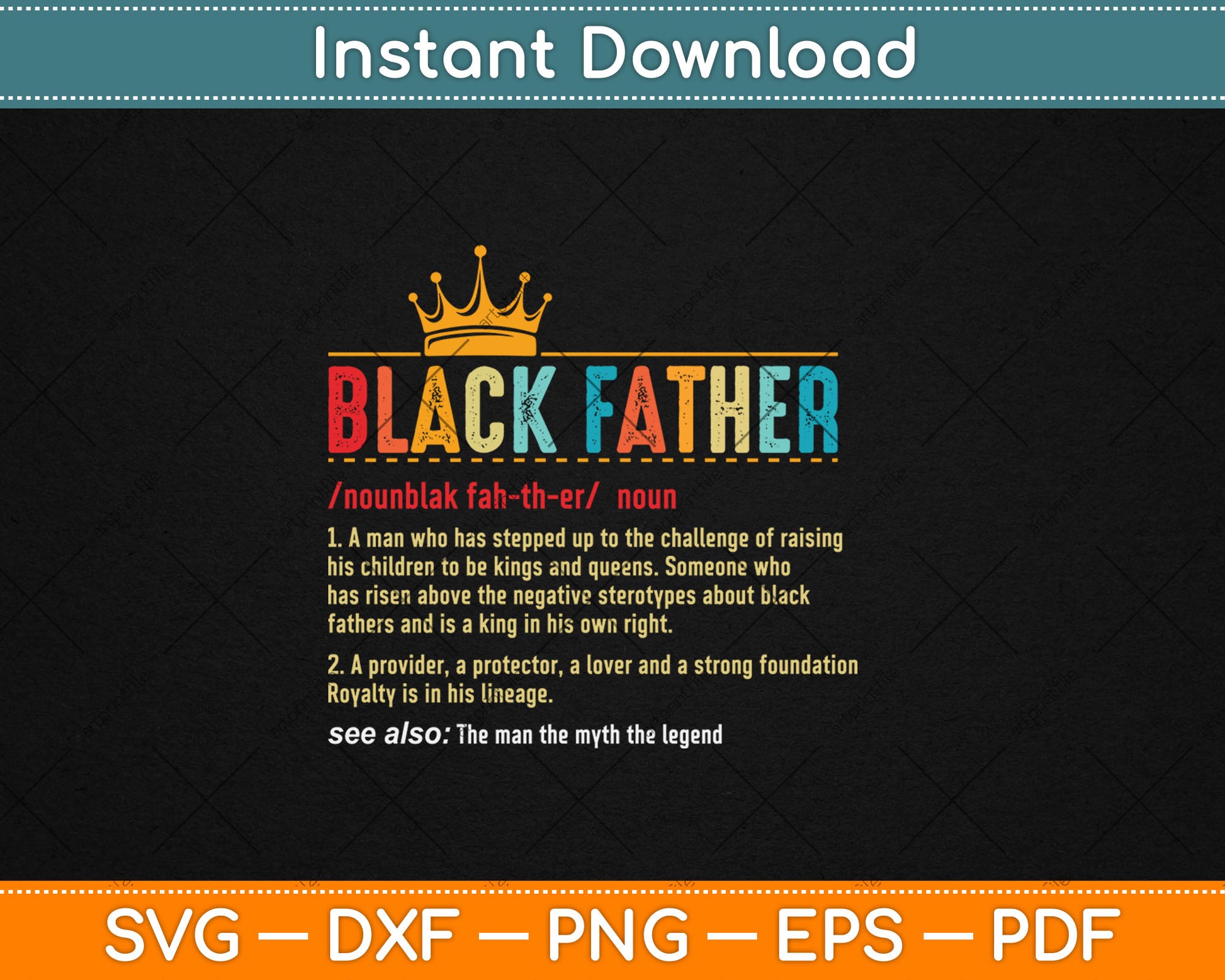 Father's Day Black Father Definition African American Dad Svg Digital Cutting File