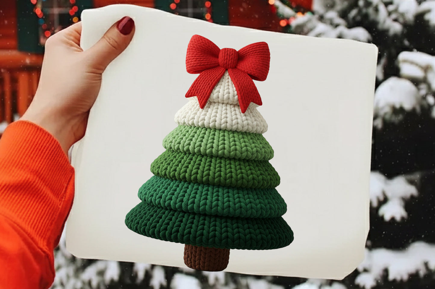 Faux Crochet Christmas Tree Sublimation PNG
