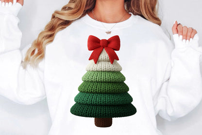 Faux Crochet Christmas Tree Sublimation PNG