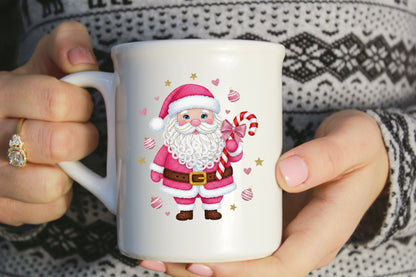 Faux Crochet Pink Santa Christmas Sublimation PNG