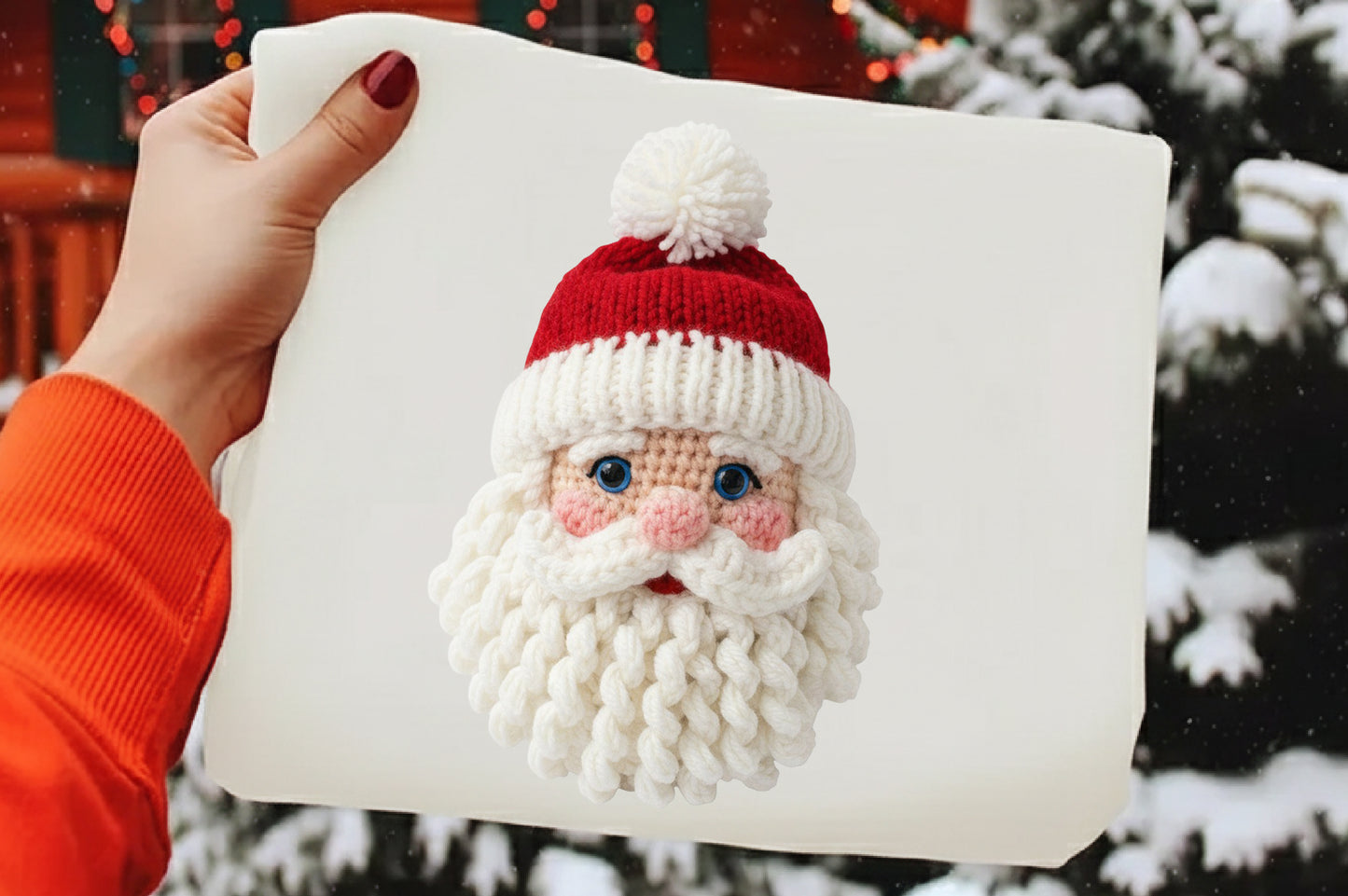 Faux Crochet Santa Christmas Sublimation PNG