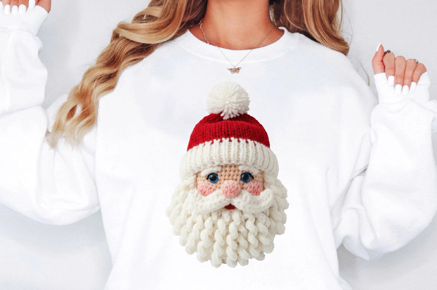 Faux Crochet Santa Christmas Sublimation PNG