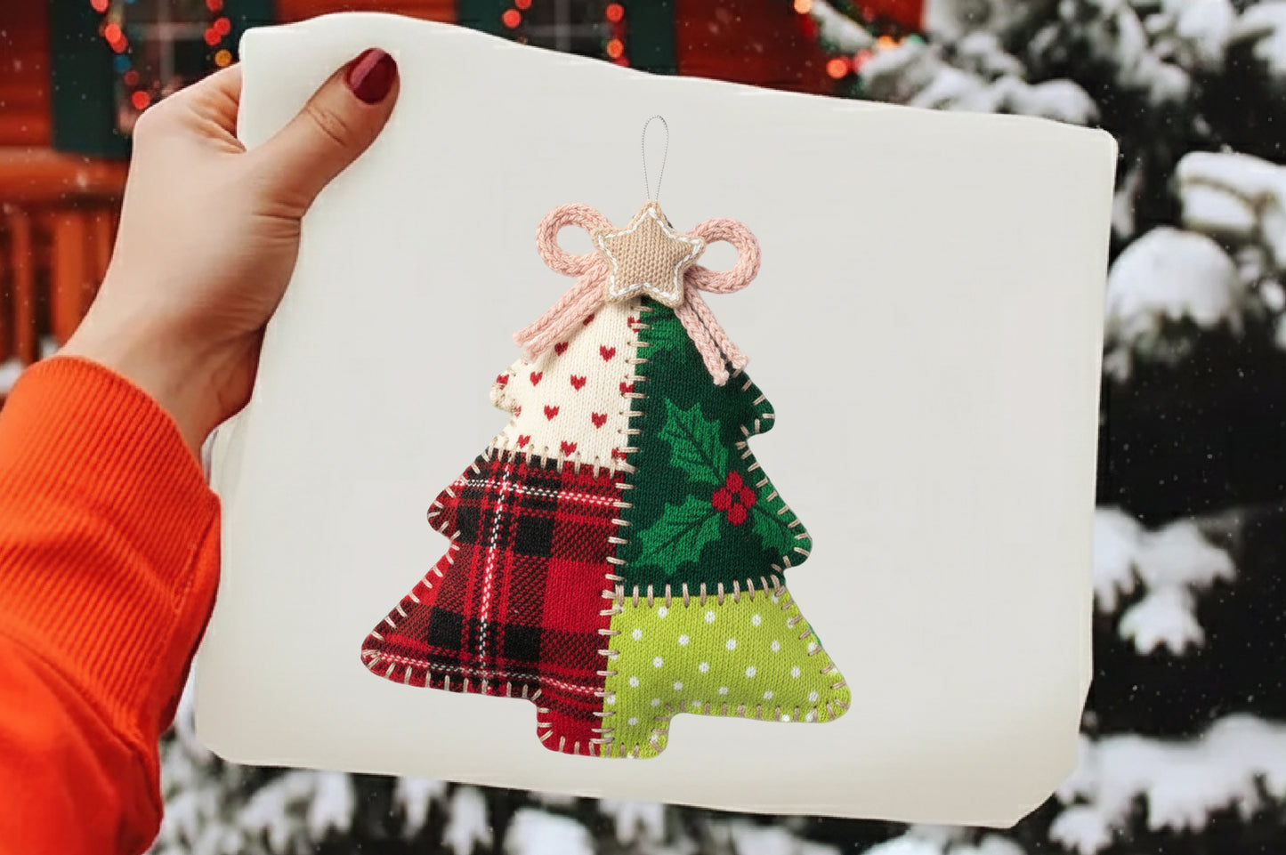 Faux Yarn Christmas Tree Ornament PNG