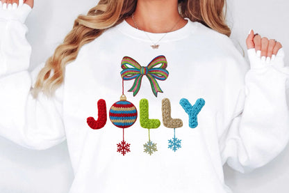 Faux Yarn Jolly Christmas Bow PNG