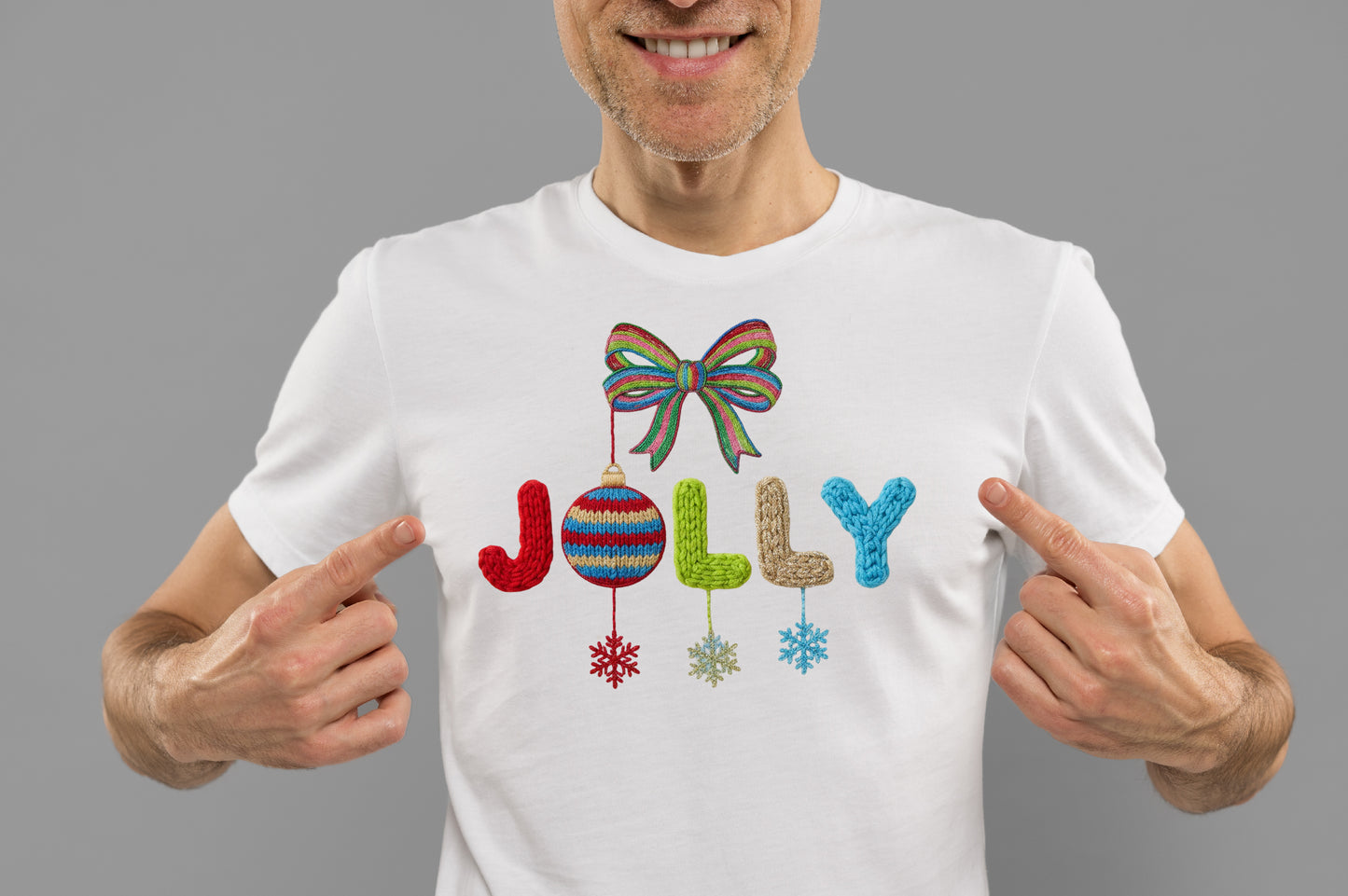 Faux Yarn Jolly Christmas Bow PNG