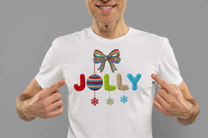 Faux Yarn Jolly Christmas Bow PNG