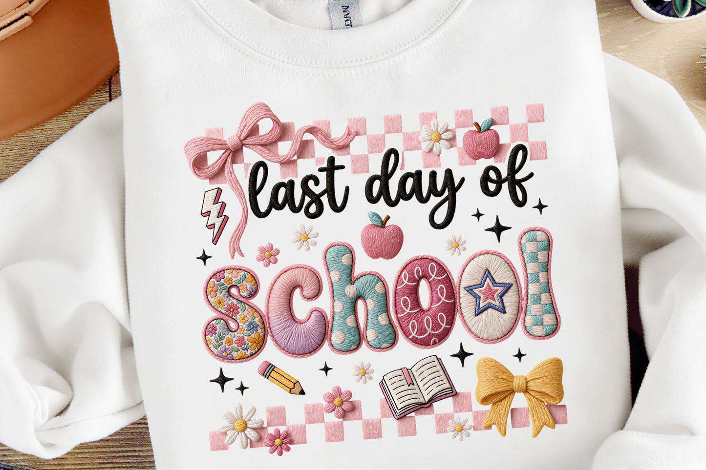 Faux Yarn Coquette Last Day of School PNG Cute Teacher School Sublimation