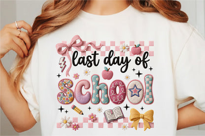 Faux Yarn Coquette Last Day of School PNG Cute Teacher School Sublimation