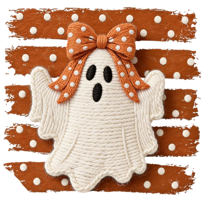 Faux Yarn Halloween Ghost Coquette PNG Cute Spooky Fall Sublimation