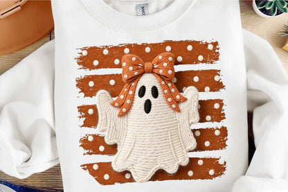 Faux Yarn Halloween Ghost Coquette PNG Cute Spooky Fall Sublimation