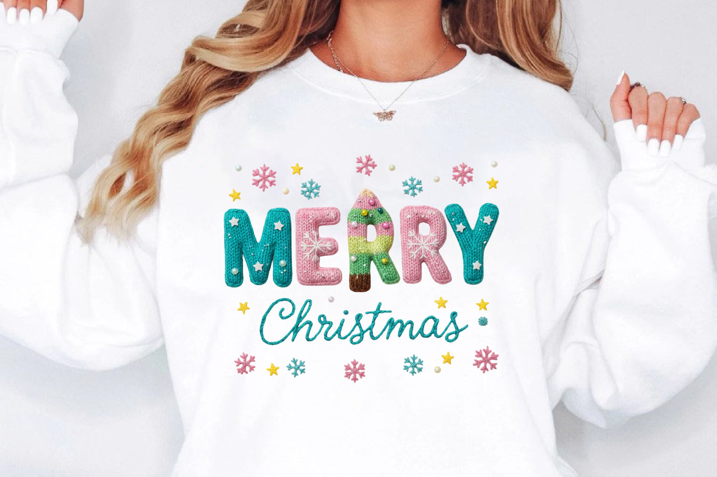 Faux Yarn Merry Christmas PNG Sublimation Design