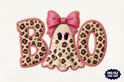 Faux Yarn Preppy Ghost Boo PNG Cute Coquette Halloween Sublimation