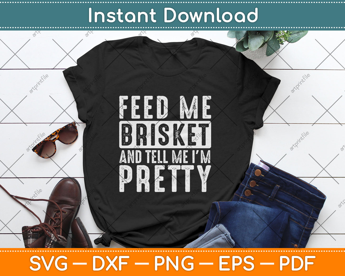 Feed Me Brisket - Pitmaster BBQ Lover Smoker Grilling Svg Digital Cutting File