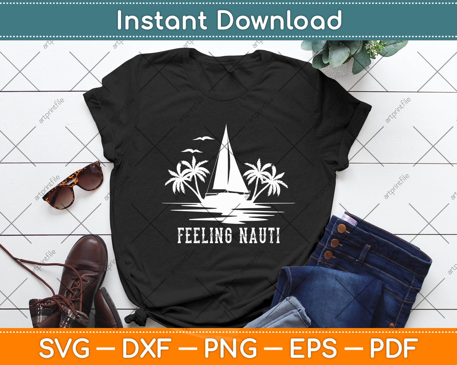 Feeling Nauti Sailing Sail - Sailboat Sailor Funny Svg Digital Cutting File