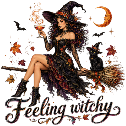 Feeling Witchy Halloween Woman PNG