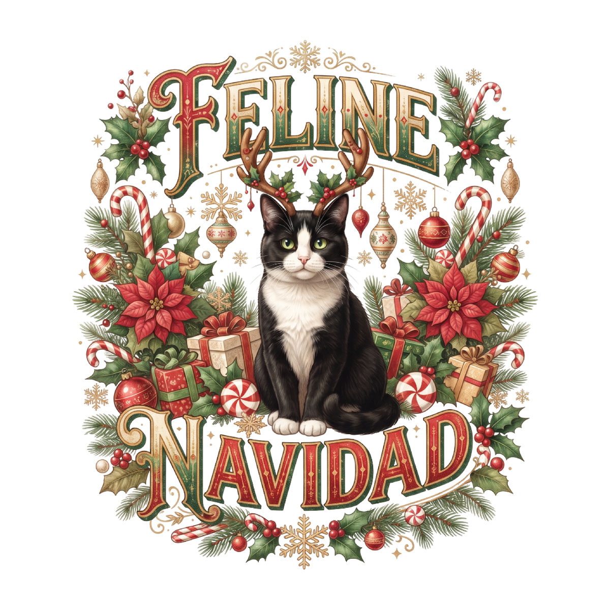 Feline Navidad Christmas Cat PNG